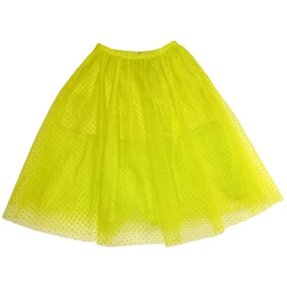 NWT J.Crew Collection Limited-Edition Tulle Midi Bright Kiwi Polka Dot Skirt 10 - Picture 5 of 8